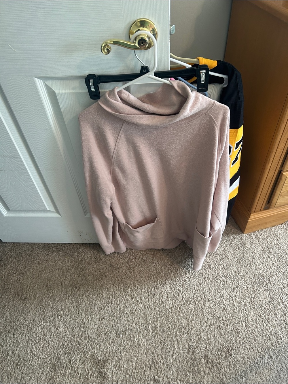 Relaxed Cowl Neck Pullover Sweater in Light Pink